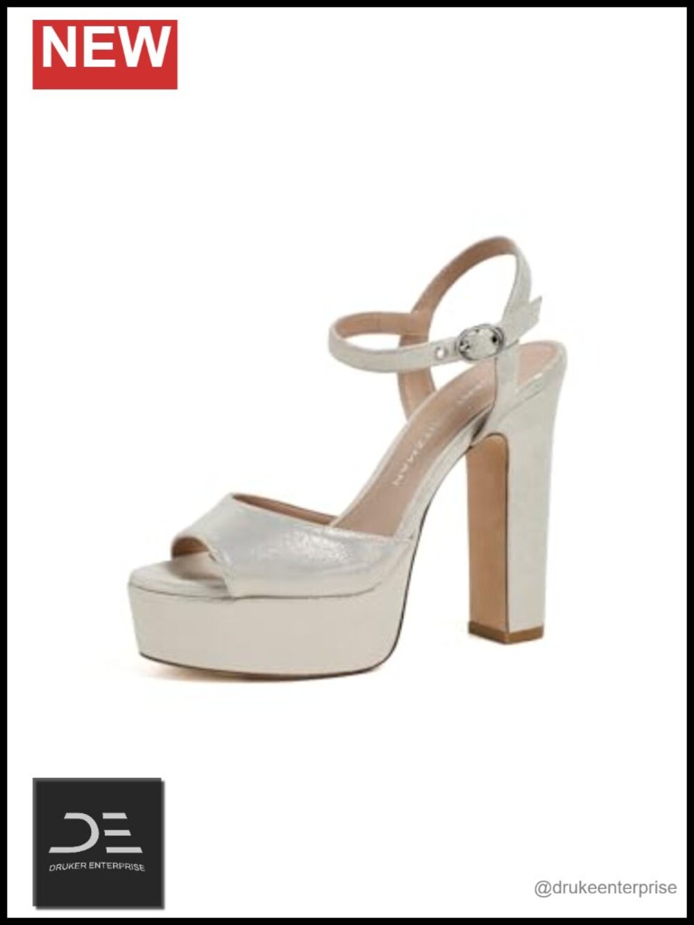 Suede Platform Sandals, Block Heel, Open Toe, Adjustable Buckle